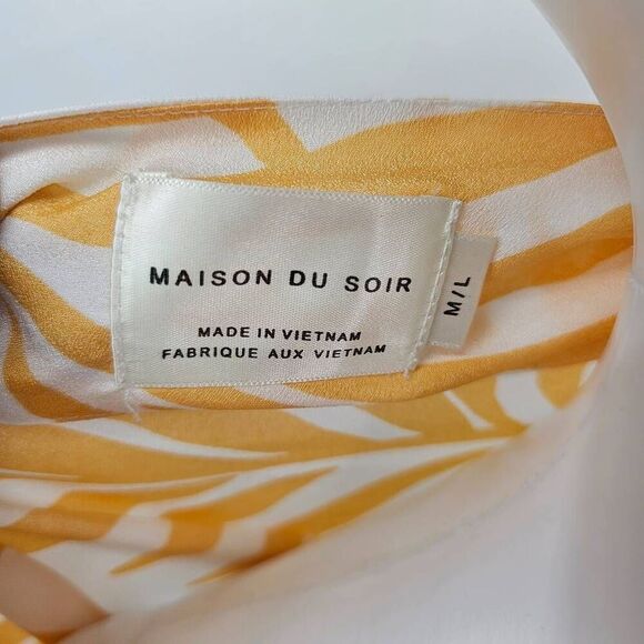 Maison Du Soir Kimono Robe Palm Yellow M/L - Picture 4 of 6